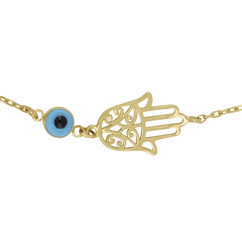 Foto 3 pulgar | Pulsera Zekie 7063 Oro 14k Amarillo 18 Cms Mano De Fátima