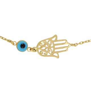 Foto 2 | Pulsera Zekie 7063 Oro 14k Amarillo 18 Cms Mano De Fátima