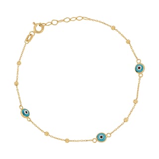 Foto 1 | Pulsera Zekie 7081 Oro 10k Amarillo 18 Cms Ojo Turco Y Bolitas