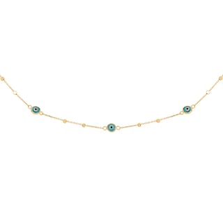 Foto 2 | Pulsera Zekie 7081 Oro 10k Amarillo 18 Cms Ojo Turco Y Bolitas