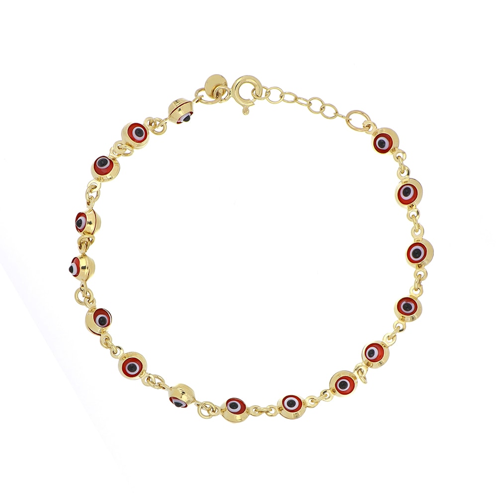 Pulsera Zekie 7132 Oro 10k Amarillo 18 Cms Ojos Rojos $4,097