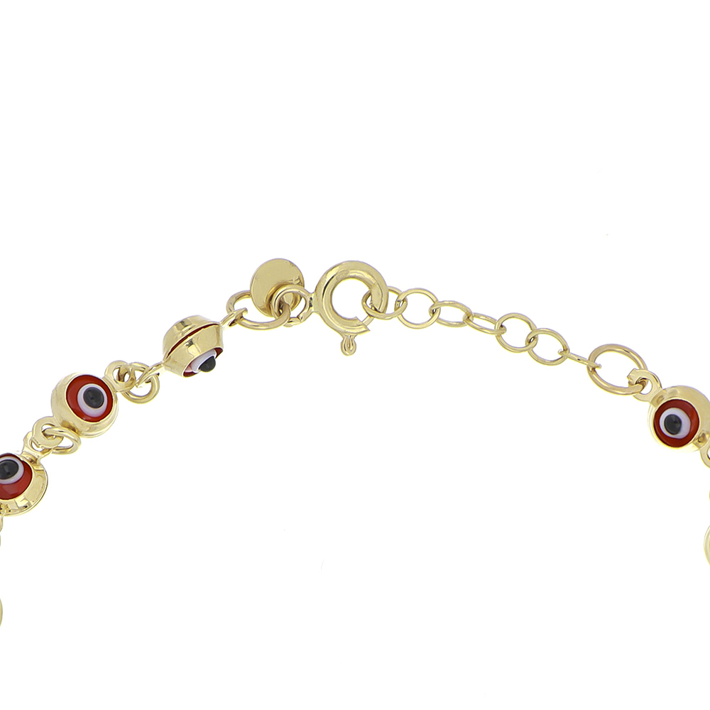 Foto 4 pulgar | Pulsera Zekie 7132 Oro 10k Amarillo 18 Cms Ojos Rojos