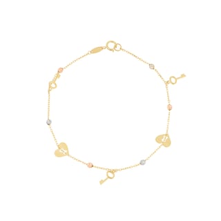 Foto 1 | Pulsera Zekie 7110 Oro 14k Amarillo 18 Cms Corazon Y Llave