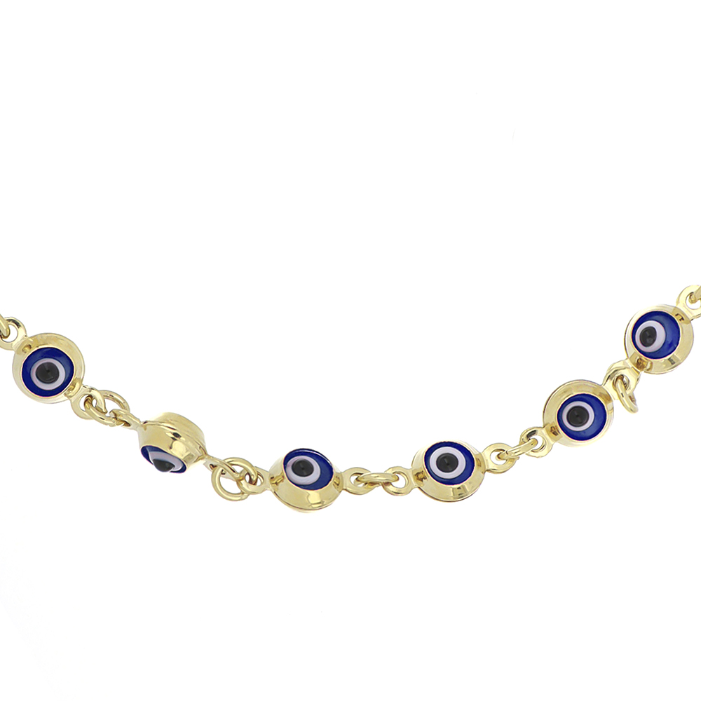 Foto 3 pulgar | Pulsera Zekie 7133 Oro 10k Amarillo 18 Cms Ojos Azules