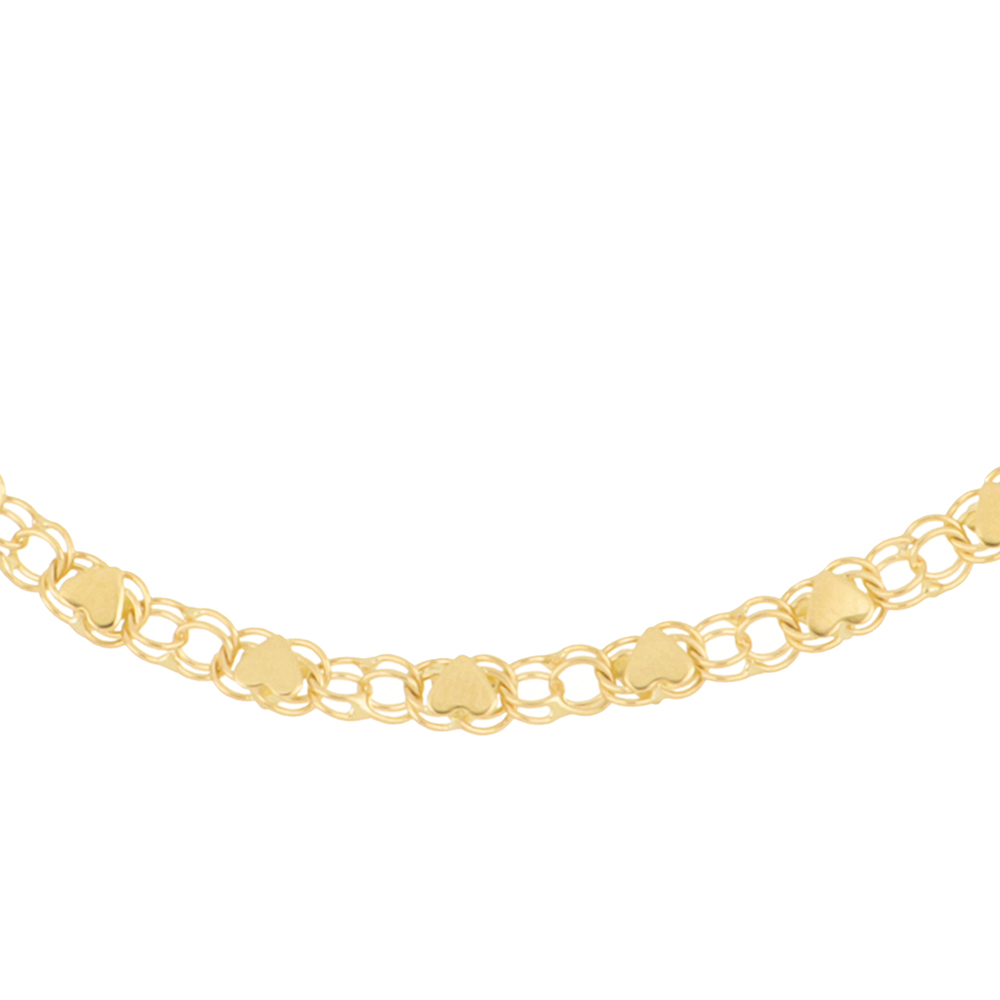 Foto 2 pulgar | Pulsera Zekie 7111 Oro 14k Amarillo 18 Cms Corazones