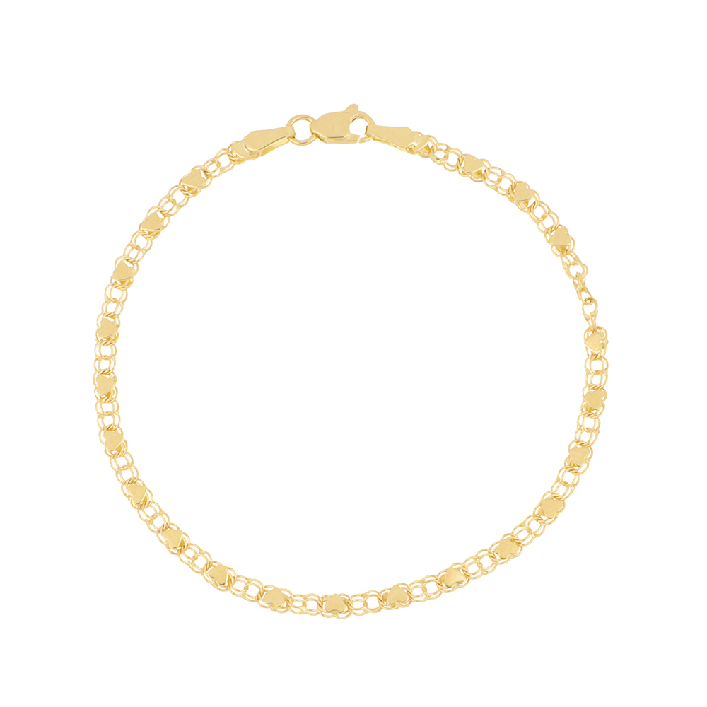 Foto 2 | Pulsera Zekie 7111 Oro 14k Amarillo 18 Cms Corazones