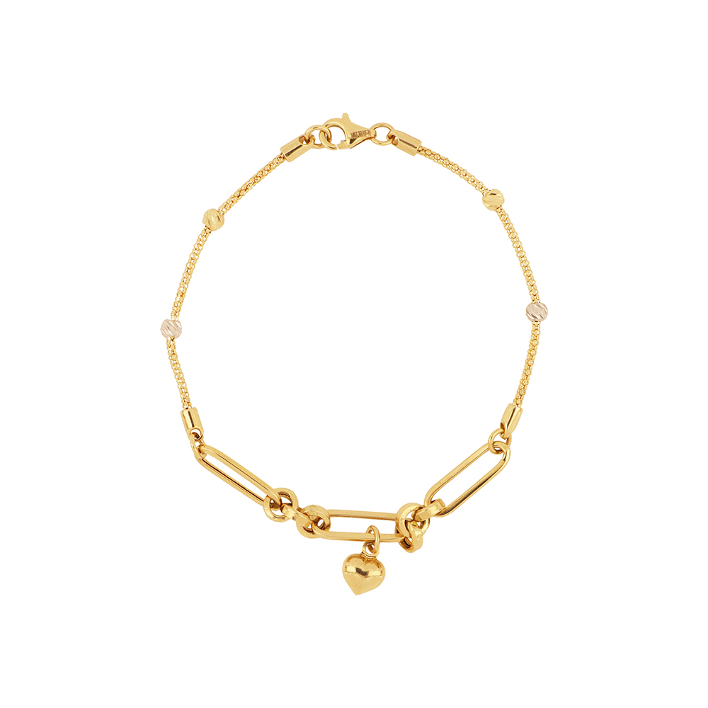 Foto 2 pulgar | Pulsera Zekie 7228 Oro 14k Amarillo 18 Cms Centro Clip Y Corazon