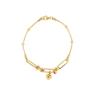 Foto 1 | Pulsera Zekie 7228 Oro 14k Amarillo 18 Cms Centro Clip Y Corazon