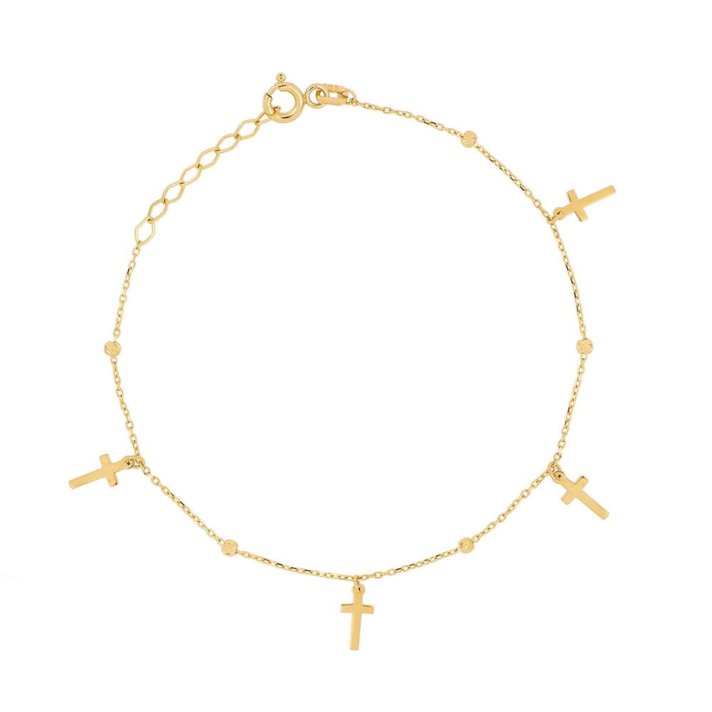 Foto 1 | Pulsera Zekie 7245 Oro 14k Amarillo 18 Cms Con Cruz
