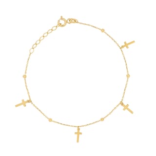Foto 1 | Pulsera Zekie 7245 Oro 14k Amarillo 18 Cms Con Cruz
