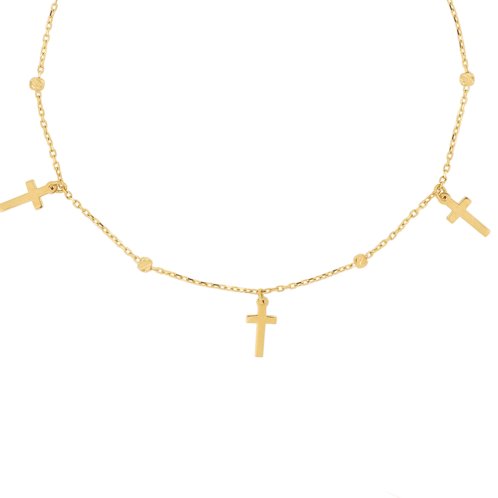 Foto 2 | Pulsera Zekie 7245 Oro 14k Amarillo 18 Cms Con Cruz