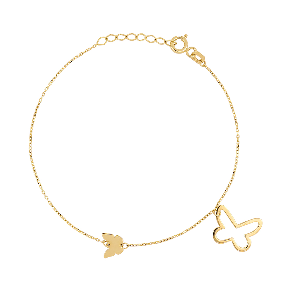 Foto 1 | Pulsera Zekie 7242 Oro 14k Amarillo 18 Cms Con Mariposas