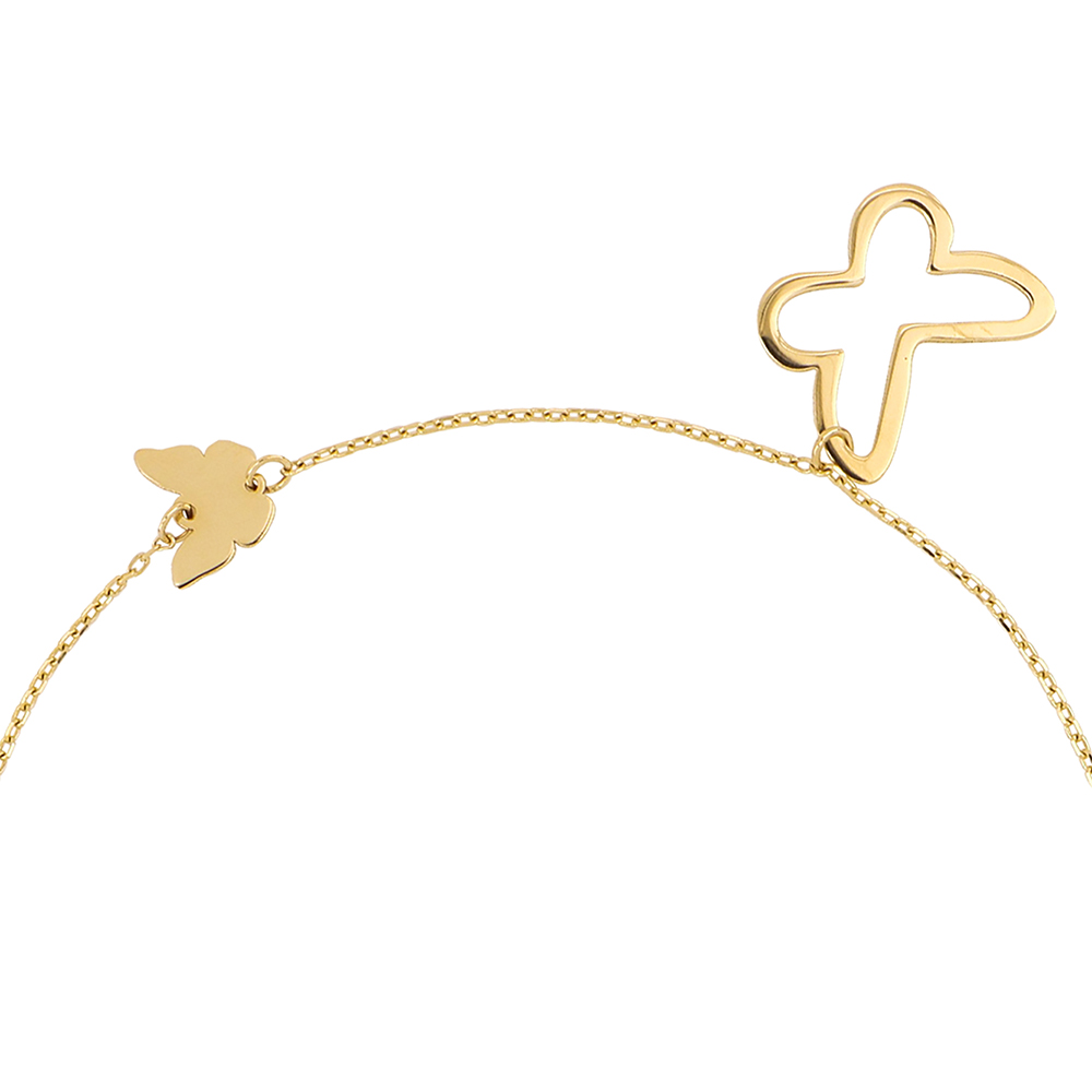 Foto 3 pulgar | Pulsera Zekie 7242 Oro 14k Amarillo 18 Cms Con Mariposas