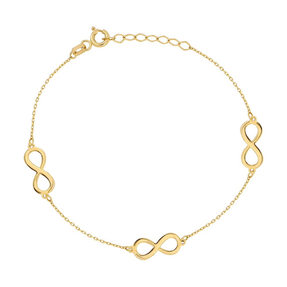Foto 2 pulgar | Pulsera Zekie 7241 Oro 14k Amarillo 18 Cms Con Infinitos