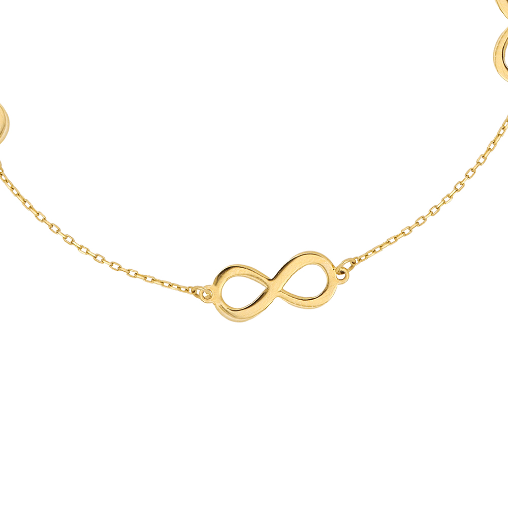 Foto 2 | Pulsera Zekie 7241 Oro 14k Amarillo 18 Cms Con Infinitos