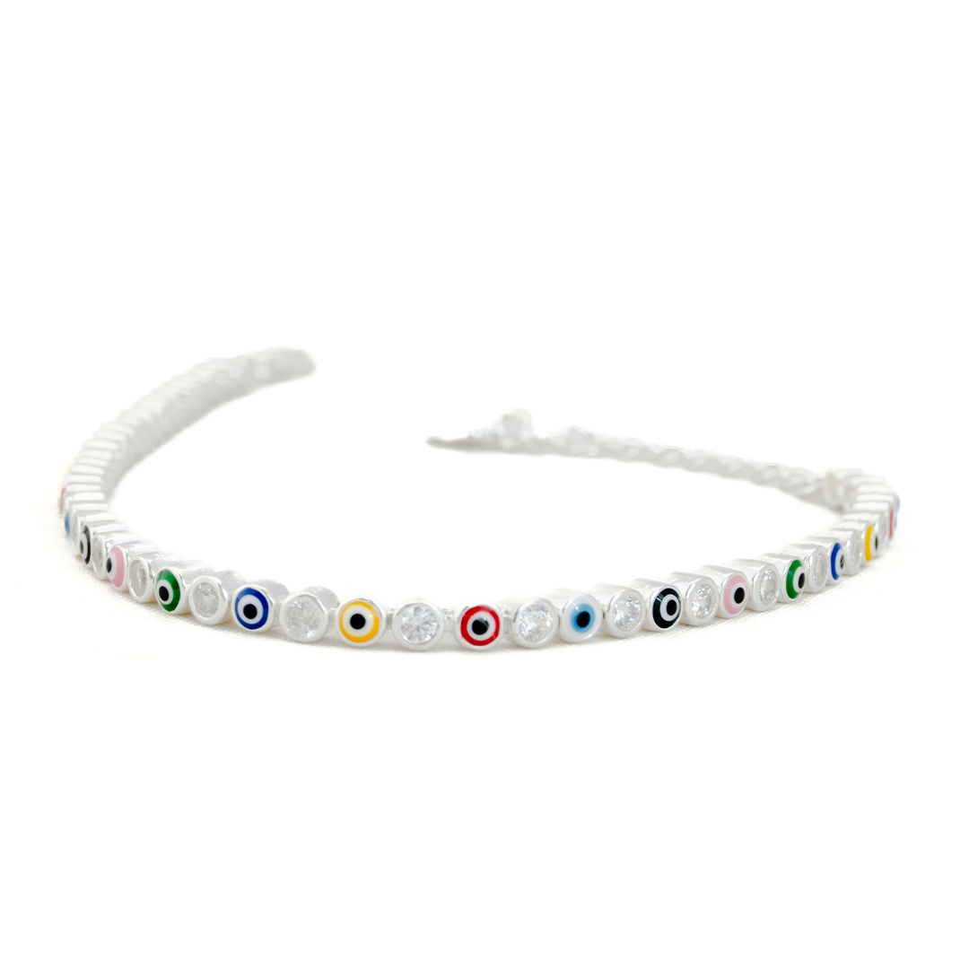 Foto 1 | Pulsera Artesanal De Plata Otras Manos Con Ojos Multicolor De Zirconia