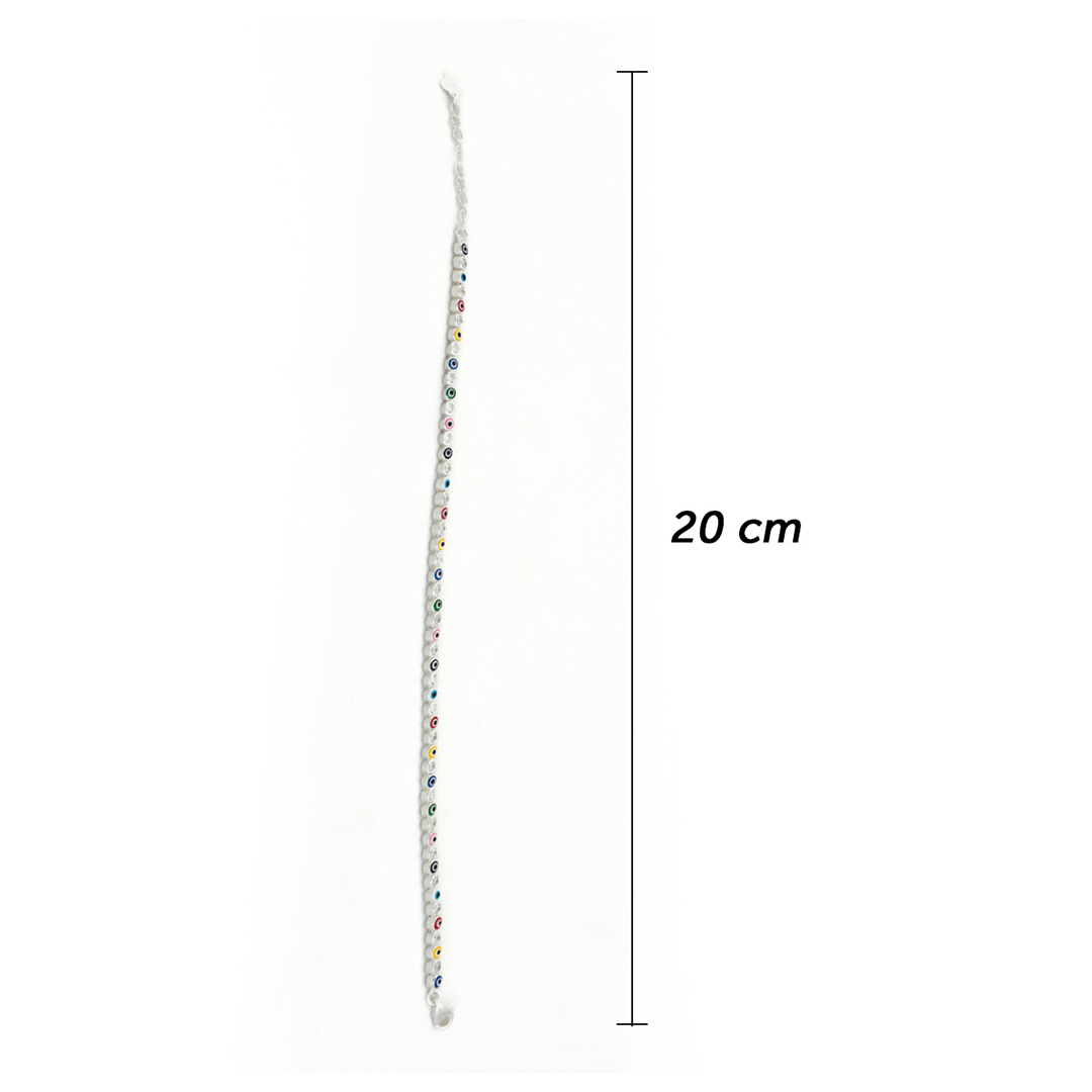Foto 8 pulgar | Pulsera Artesanal De Plata Otras Manos Con Ojos Multicolor De Zirconia