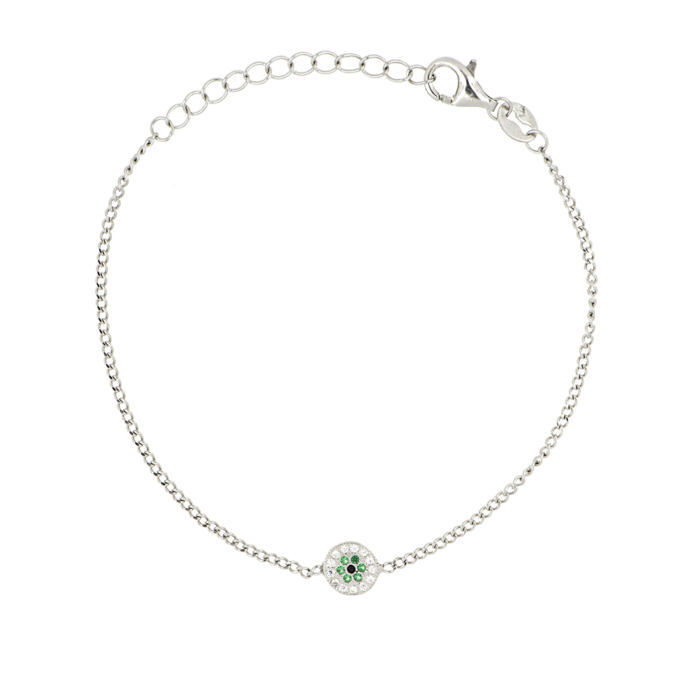 Foto 1 | Pulsera Zekie 3004 Plata 0.925 Flor De Zirconias Verdes Al Centro
