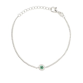 Foto 1 | Pulsera Zekie 3004 Plata 0.925 Flor De Zirconias Verdes Al Centro