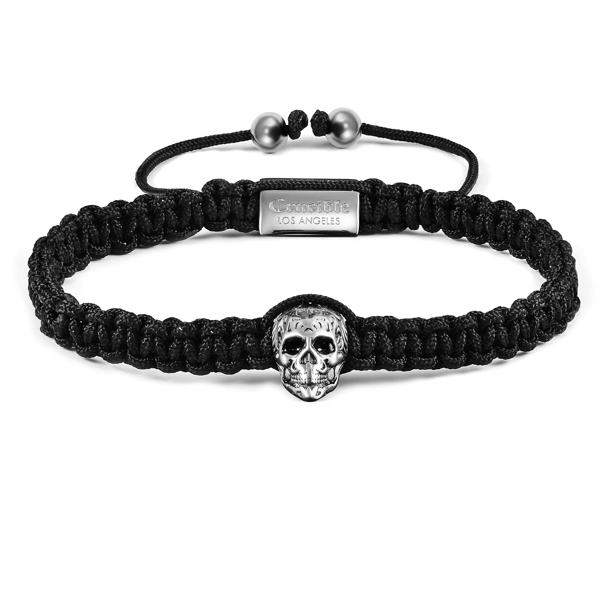 Foto 2 pulgar | Brazalete Crucible Con Forma De Calavera De Acero Inoxidable Envejecido Con Cordón - Venta Internacional.