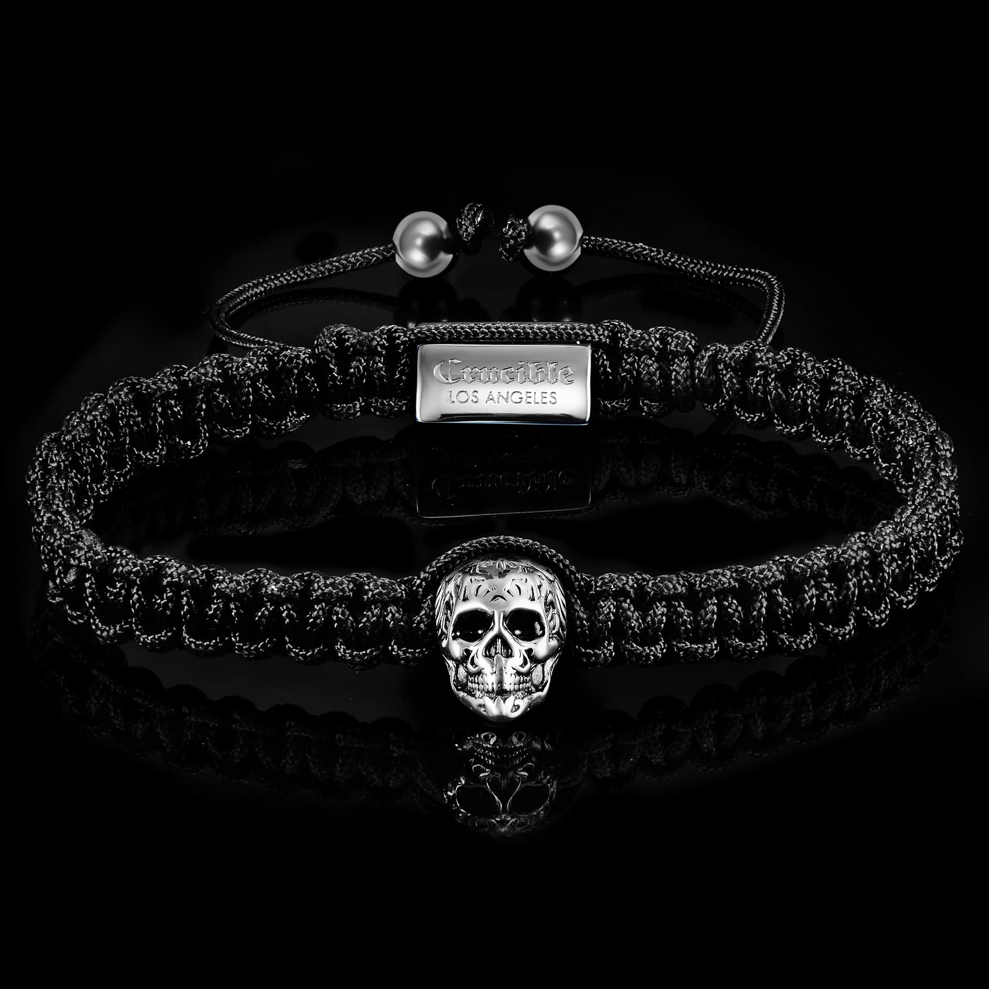 Foto 6 pulgar | Brazalete Crucible Con Forma De Calavera De Acero Inoxidable Envejecido Con Cordón - Venta Internacional.