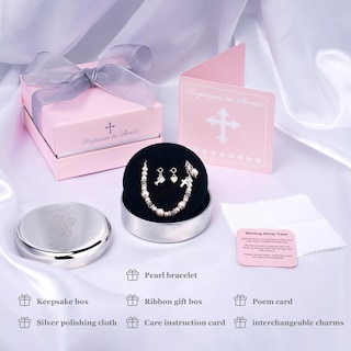 Foto 6 | Pulsera De Bautismo Tryuunion Con Perlas Cultivadas De Plata De Ley - Venta Internacional.