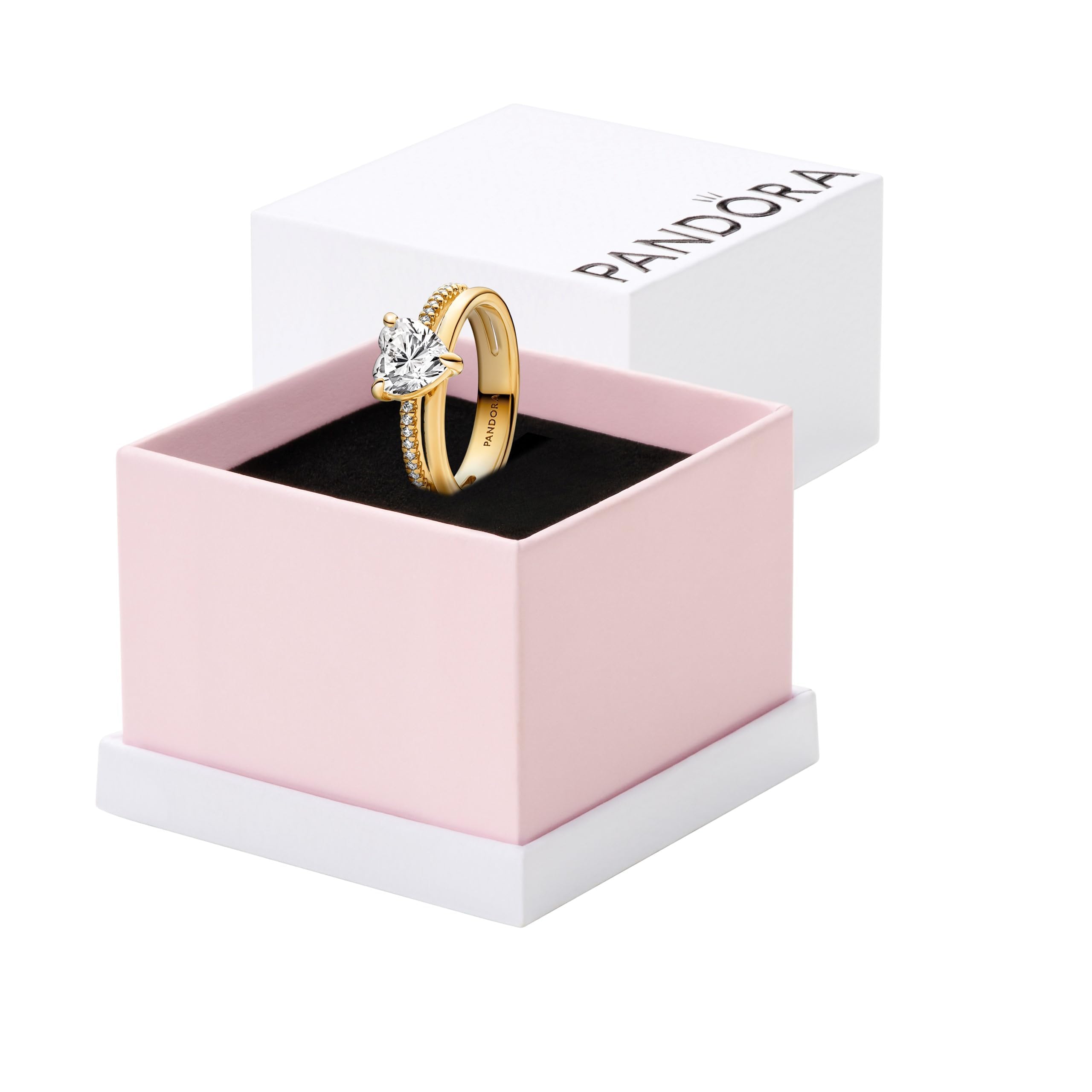Anillo Pandora Corazón Chapado con Circonitas Cúbicas - Venta Internacional