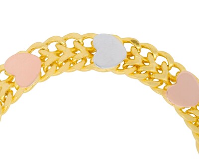 Foto 3 | Pulsera Tejido Chino Corazones 3 Col 8mm X 18cm Chapa De Oro 18k Ch131