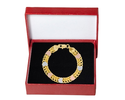 Foto 4 | Pulsera Tejido Chino Corazones 3 Col 8mm X 18cm Chapa De Oro 18k Ch131