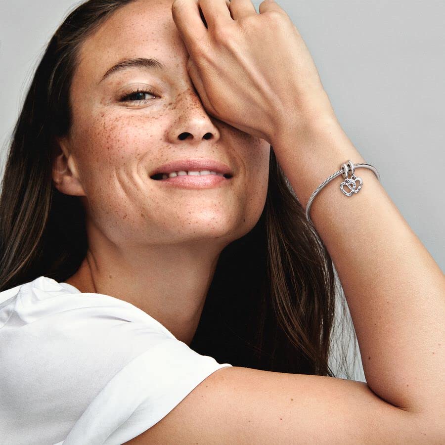 Foto 5 | Colgante Pandora Con Forma De Corazón Unido Con Forma De Corazón Dividido En Plata De Ley - Venta Internacional.