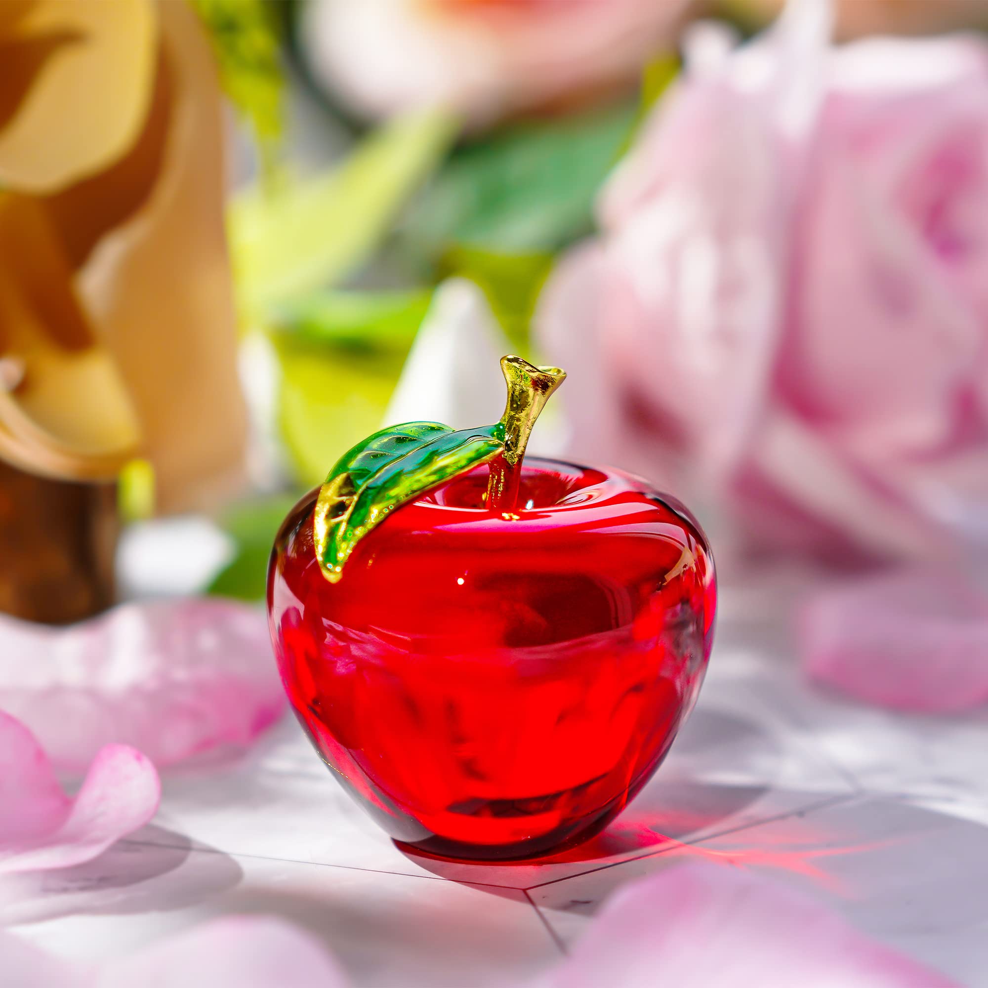 Foto 4 | Pisapapeles De Cristal Con Forma De Manzana  Decoración Artesanal  Esmaltado H&d (rojo) - Venta Internacional.