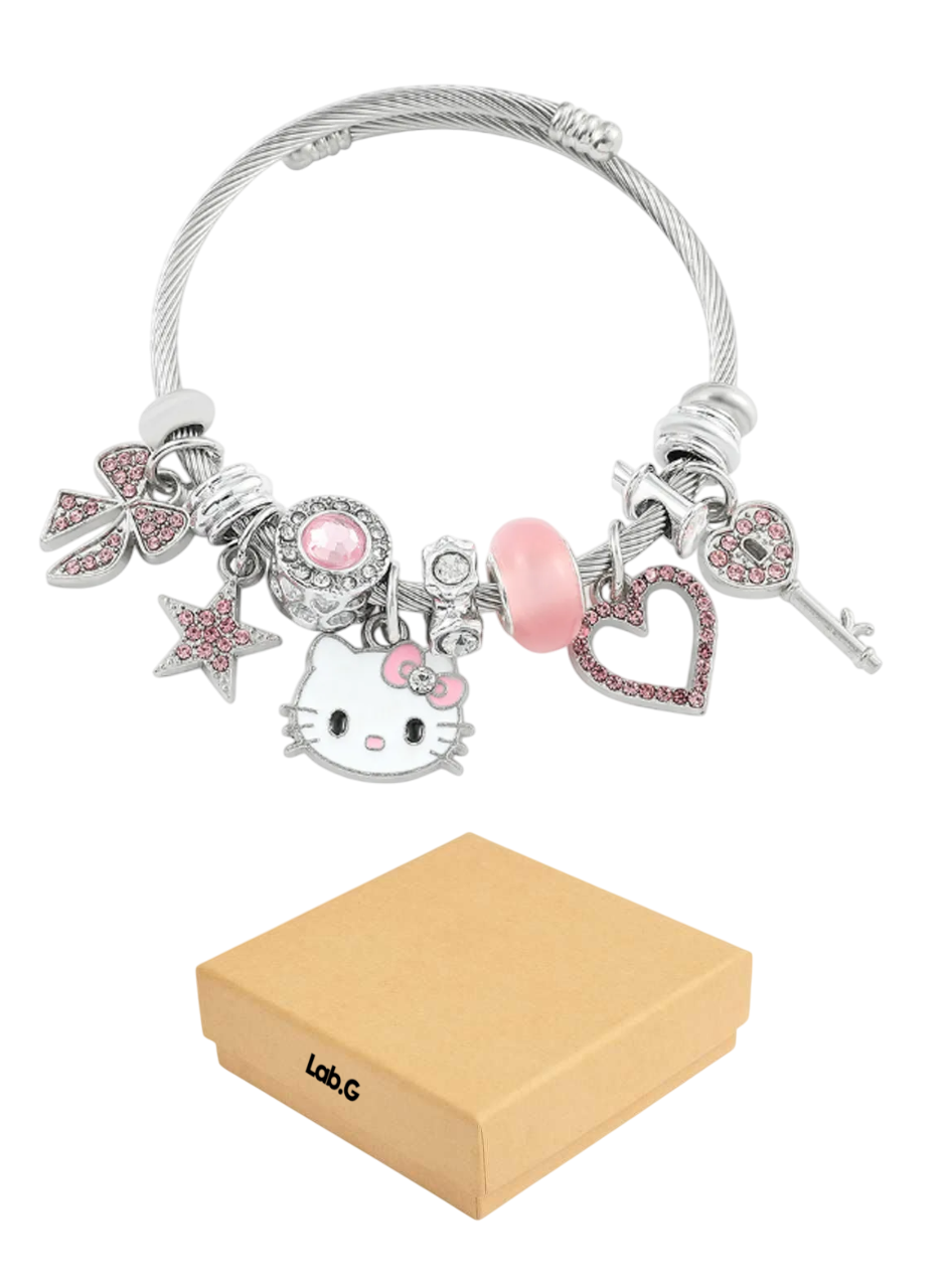 Foto 2 pulgar | Pulsera De Hello Kity Para Dama Color Plata