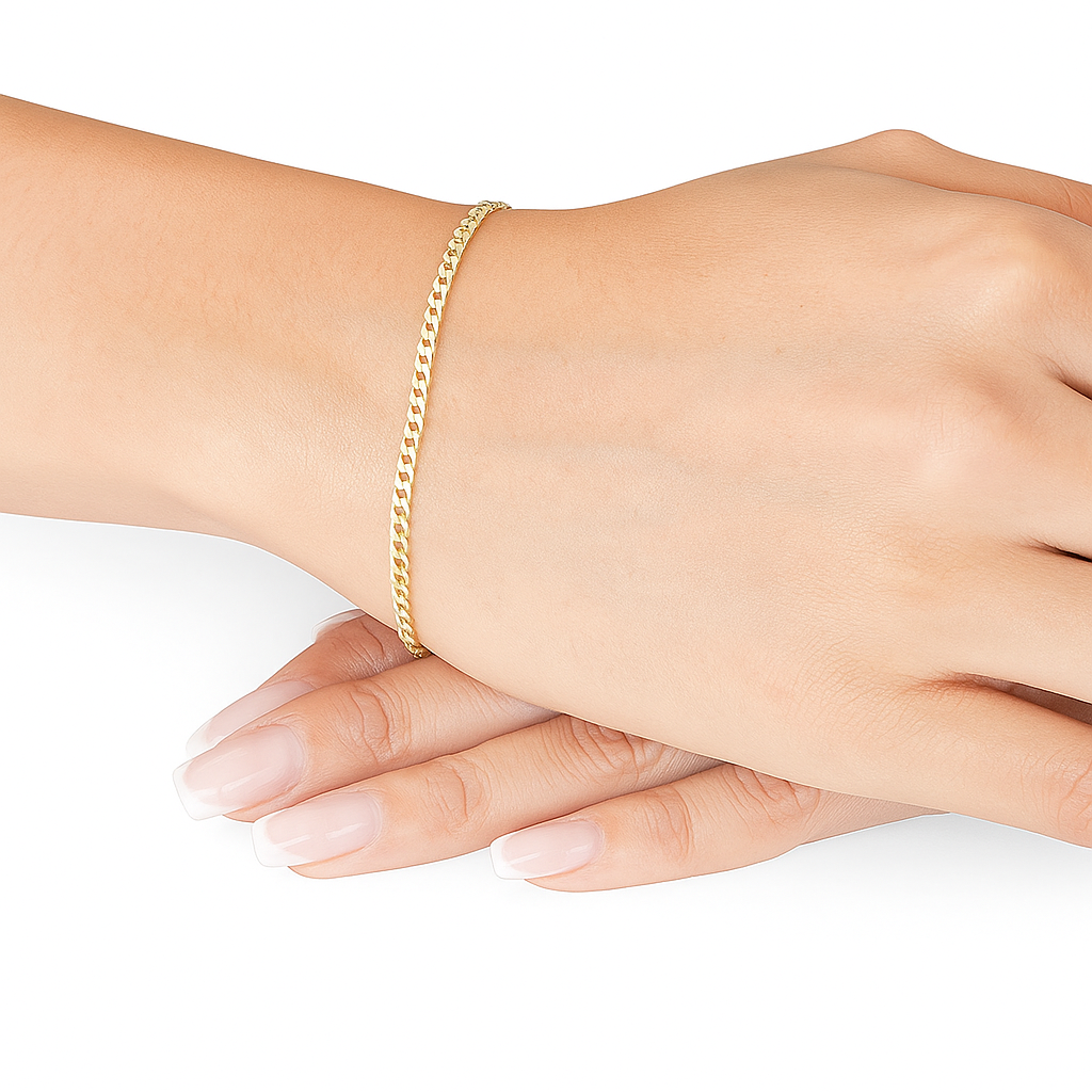 Foto 2 | Pulsera Barbada Oro 10k 18 Cm X 2.2 Dorado