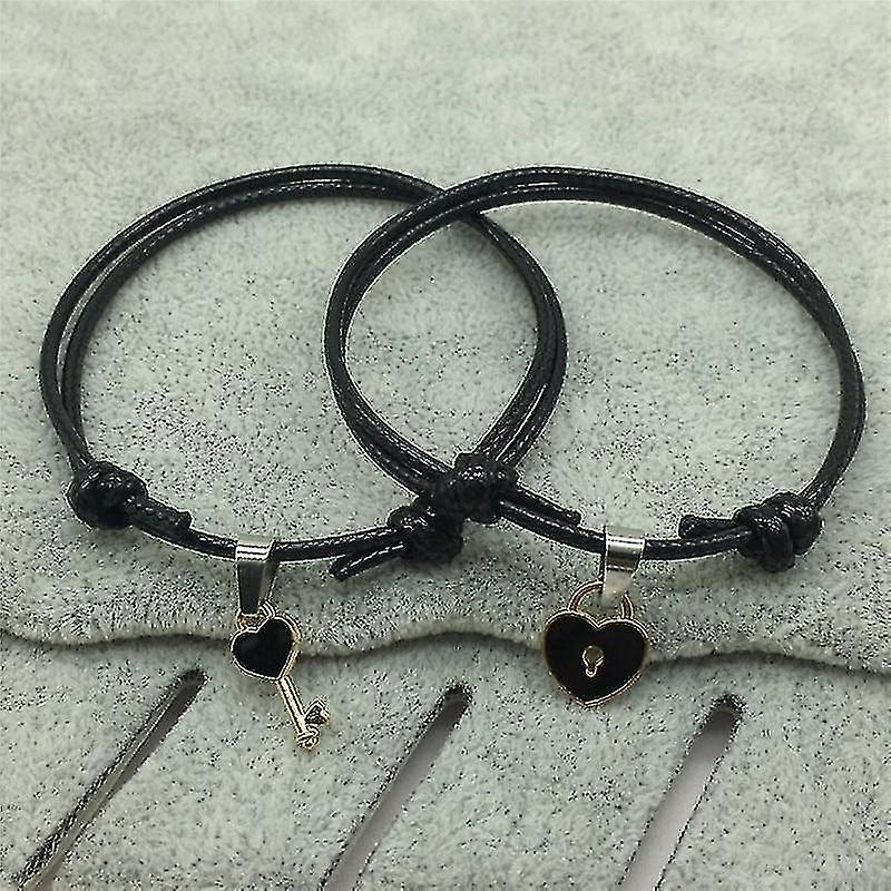 Foto 3 pulgar | Pulseras Huoguo Para Pareja Con Llave De Aleación En Forma De Corazón  Hecha A Mano  Rosa - Venta Internacional.