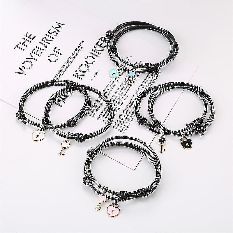 Foto 4 pulgar | Pulseras Huoguo Para Pareja Con Llave De Aleación En Forma De Corazón  Hecha A Mano  Rosa - Venta Internacional.