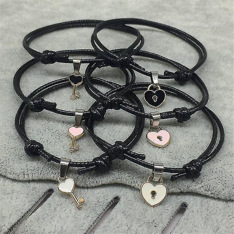 Foto 5 pulgar | Pulseras Huoguo Para Pareja Con Llave De Aleación En Forma De Corazón  Hecha A Mano  Rosa - Venta Internacional.