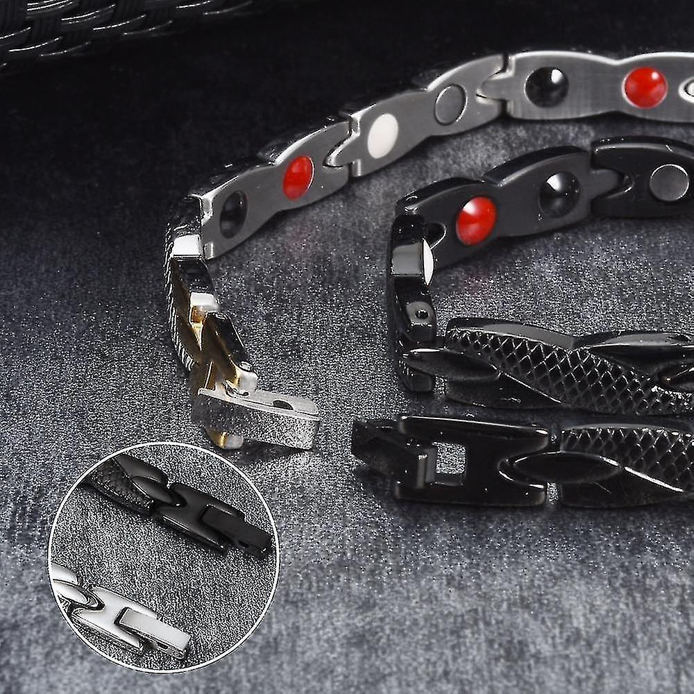 Foto 4 pulgar | Pulsera Huoguo Health Energy Con Forma De Cruz Magnética De Acero Inoxidable - Venta Internacional.