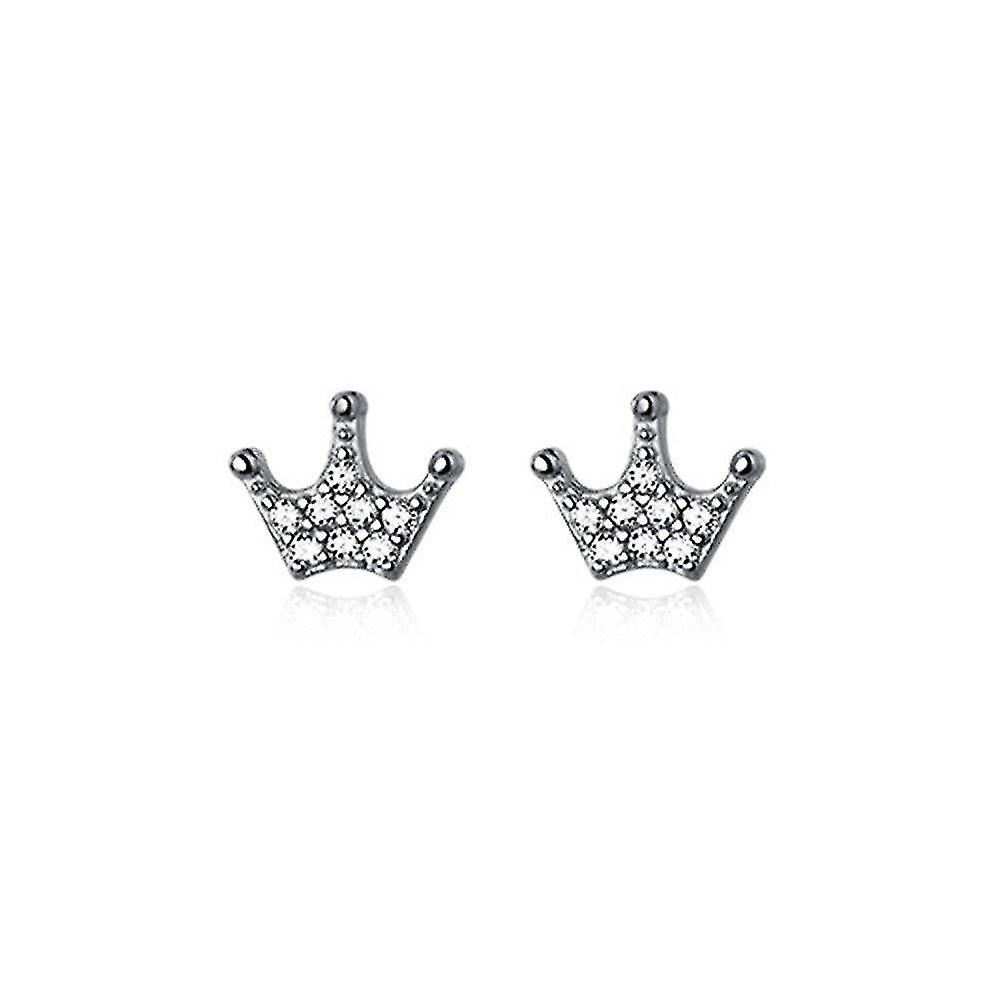 Foto 2 pulgar | Pendientes Con Forma De Corona Deslumbrante Chapados En Plata Para Niños - Venta Internacional.