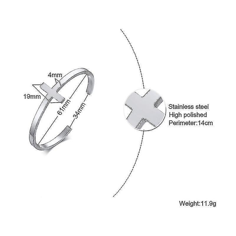 Foto 3 | Pulsera Huoguo Cross Cuff De Acero Inoxidable Para Hombre - Venta Internacional.