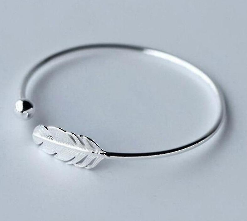 Foto 2 pulgar | Pulsera Huoguo De Plata 925 Con Abertura En Forma De Pluma Para Mujer - Venta Internacional.