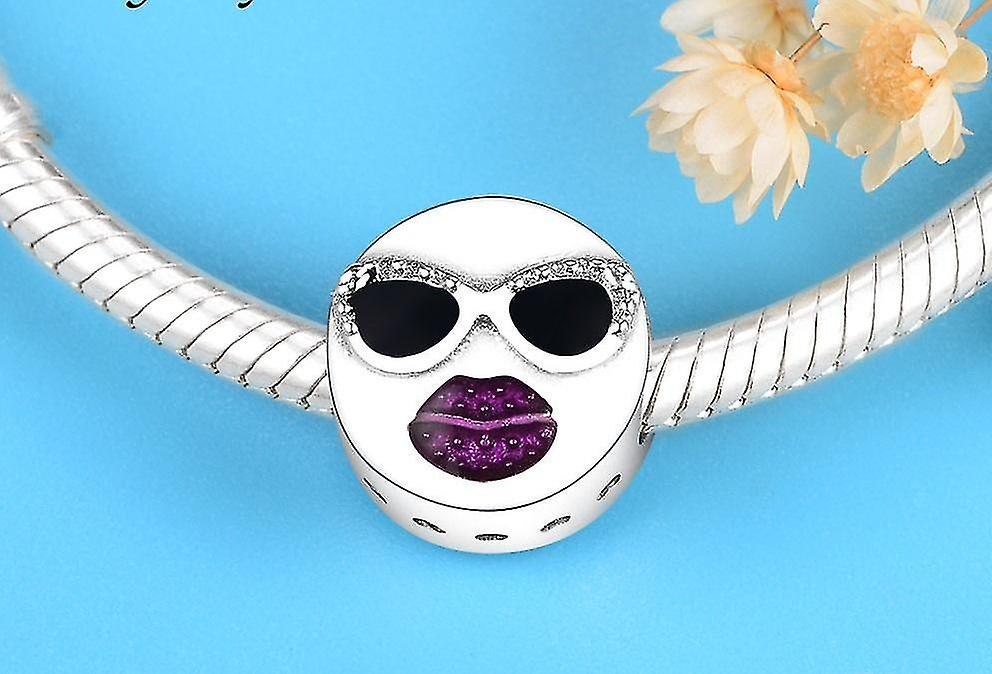 Foto 3 | Pulsera Con Dijes Huoguo Cool Esmalte Para Gafas  Labios  Plata 925 - Venta Internacional.