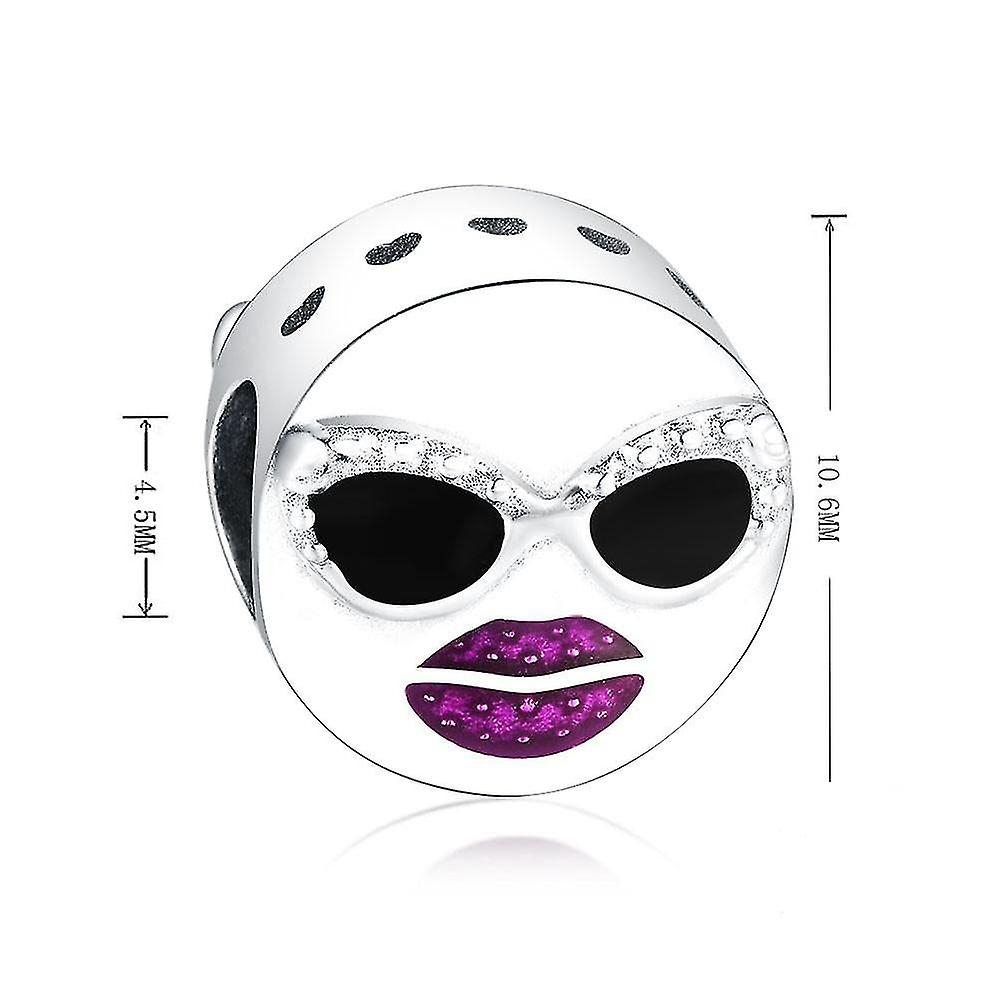 Foto 4 | Pulsera Con Dijes Huoguo Cool Esmalte Para Gafas  Labios  Plata 925 - Venta Internacional.