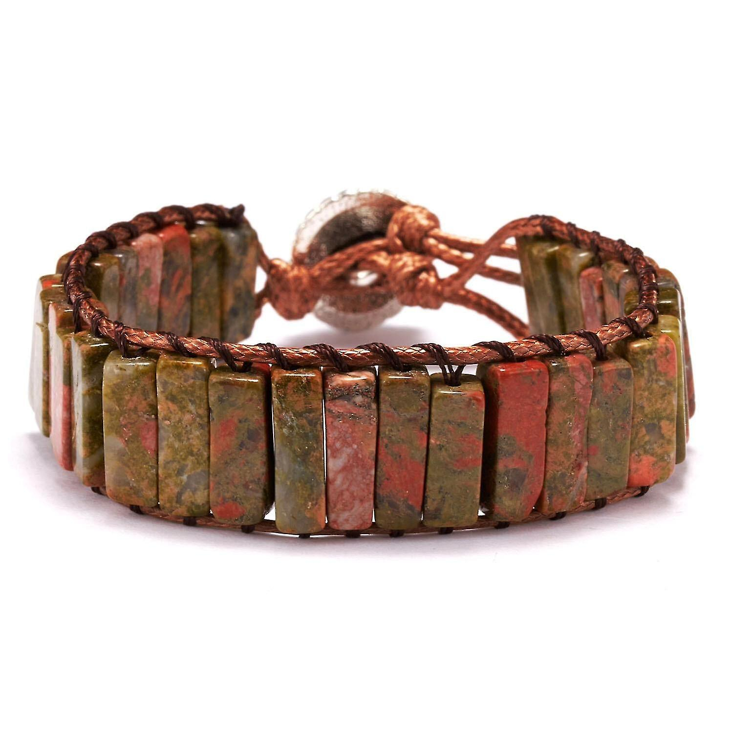 Foto 2 pulgar | Pulsera Huoguo De Piedra Verde De Una Sola Capa Tejida A Mano - Venta Internacional.