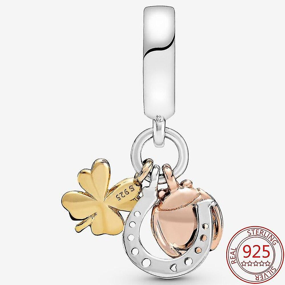 Foto 3 pulgar | Pulsera Huoguo S925 Con Colgante De Plata Y Trébol En Forma De Herradura - Venta Internacional.