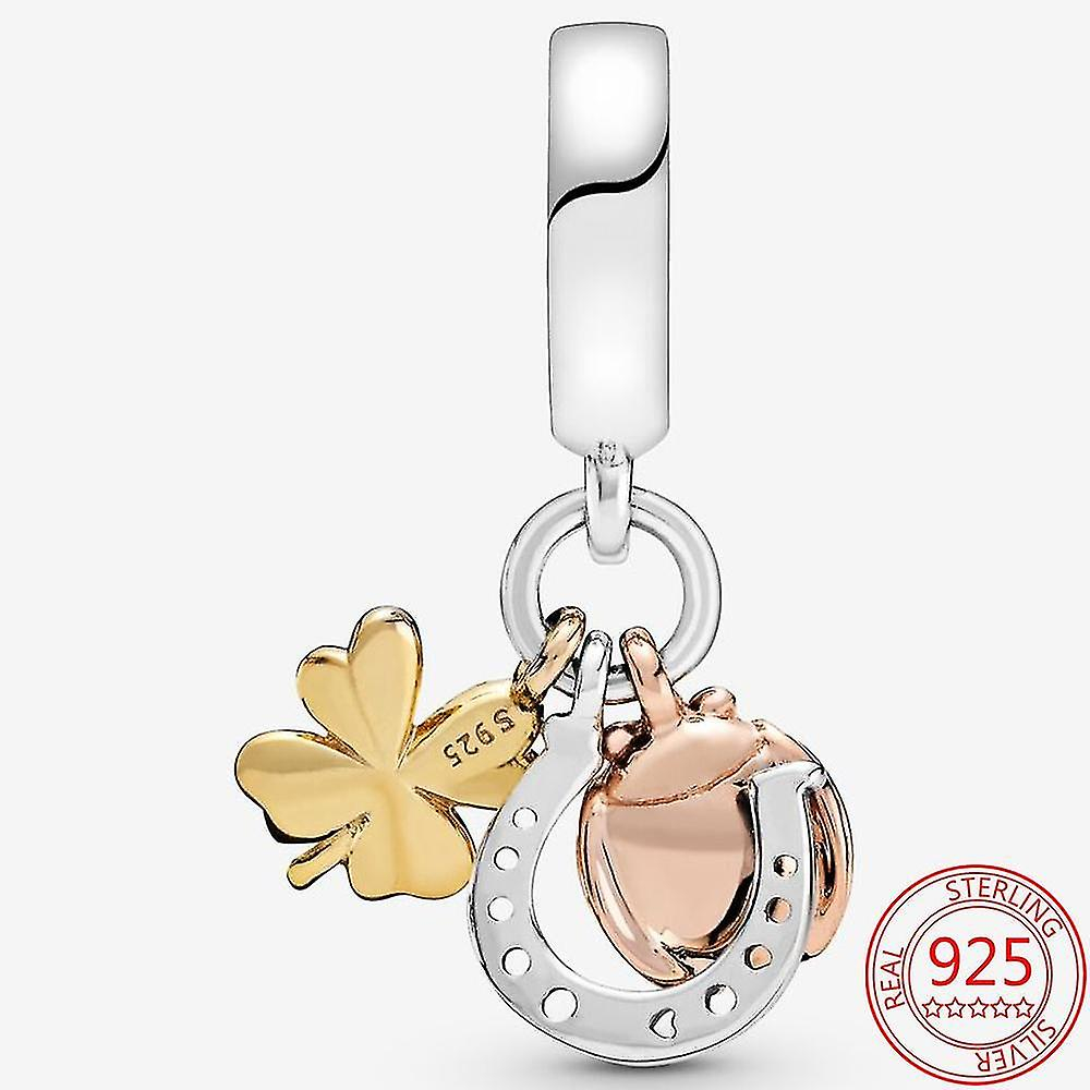 Foto 5 pulgar | Pulsera Huoguo S925 Con Colgante De Plata Y Trébol En Forma De Herradura - Venta Internacional.