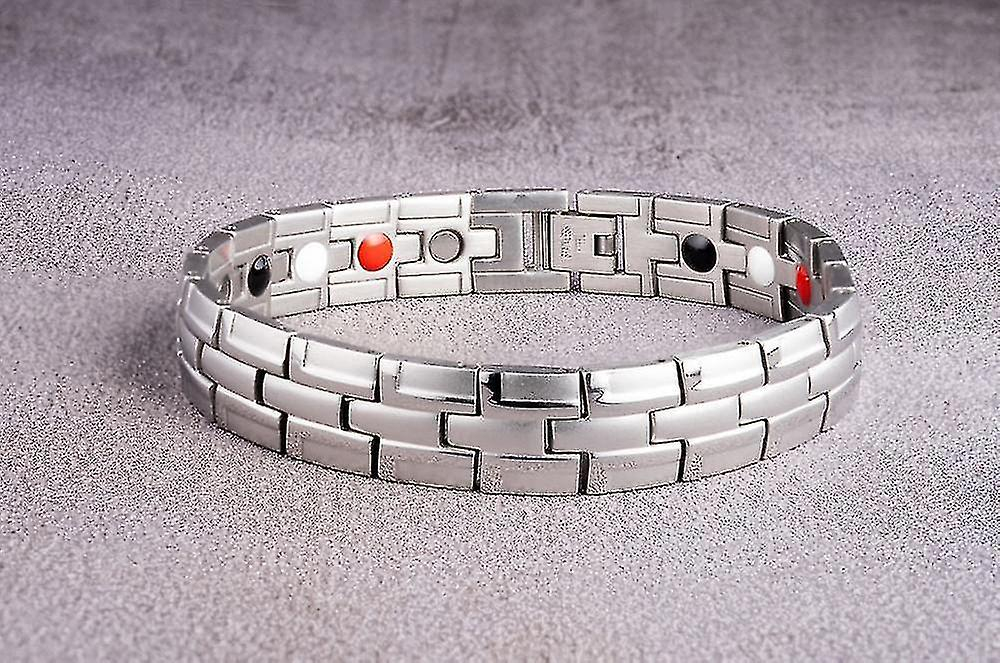 Foto 2 pulgar | Pulsera Magnética Huoguo De Acero Inoxidable Para Hombre  Color Plateado - Venta Internacional.