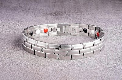 Foto 1 | Pulsera Magnética Huoguo De Acero Inoxidable Para Hombre Color Plateado - Venta Internacional.