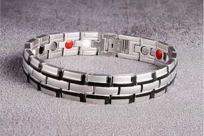 Foto 3 | Pulsera Magnética Huoguo De Acero Inoxidable Para Hombre Color Plateado - Venta Internacional.