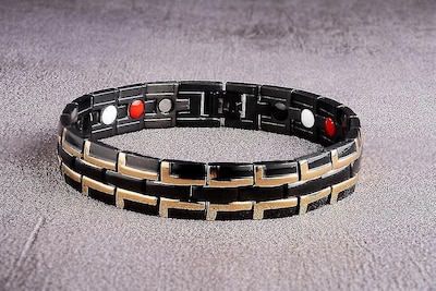 Foto 4 | Pulsera Magnética Huoguo De Acero Inoxidable Para Hombre Color Plateado - Venta Internacional.