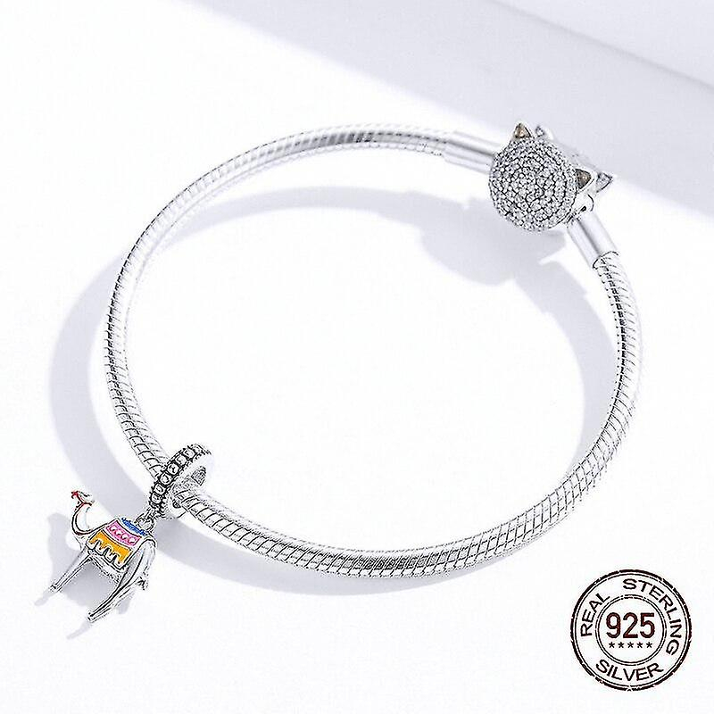 Foto 5 pulgar | Pulsera Con Colgante De Plata De Ley 925 Esmaltada En Camello - Venta Internacional.